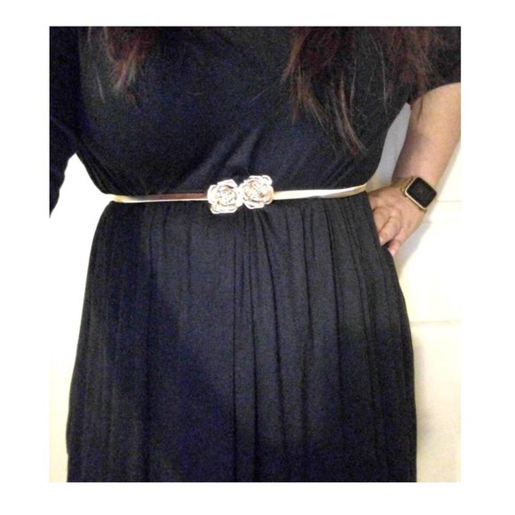 Womens Fashion Belts Fancy Ladies Adjustable Stretch Design Silver Gold Set of 4 - Picture 7 of 10